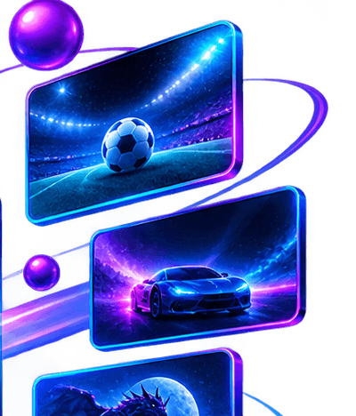 Aperçus de programmes par univers : un match de football, une course automobile, un film fantastique